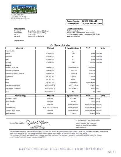 GCA Lean Green Coffee Bean Extract